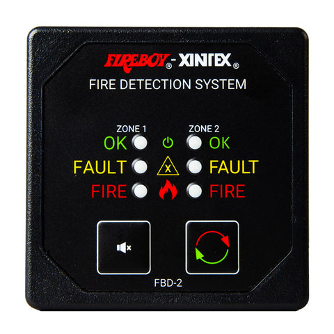 Fireboy-Xintex Two Zone Detection  Alarm Panel - 2-5/8" Display - 12/24V DC [FBD-2-R]