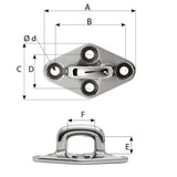 Wichard Diamond Pad Eye - Square - 60mm Length (2-23/64") - M5 Screw [6654W]