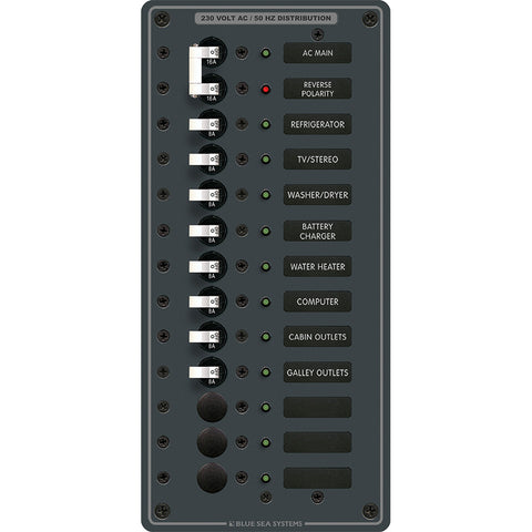 Blue Sea 8585 Breaker Panel - AC Main + 11 Positions (European) - White [8585]