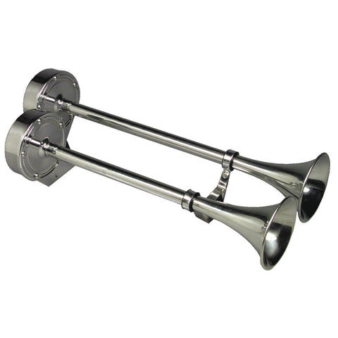 Schmitt Marine Deluxe All-Stainless Dual Trumpet Horn - 12V [10028]