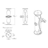 RAM Mount 1.5" Ball Double Socket Arm w/2 2.5" Round Bases - AMPs Pattern [RAM-101U]