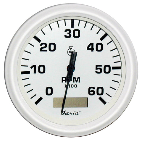 Faria Dress White 4" Tachometer w/Hourmeter - 6000 RPM (Gas) (Inboard) [33132]