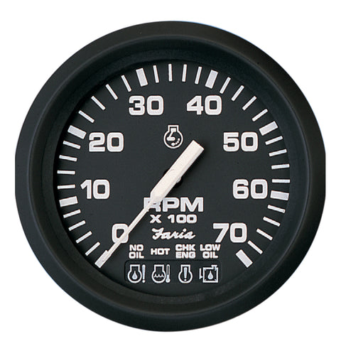 Faria Euro Black 4" Tachometer w/Systemcheck 7000 RPM (Gas) f/ Johnson / Evinrude Outboard) [32850]