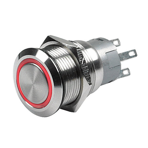 BEP Push-Button Switch - 12V Momentary (On)/Off - Red LED [80-511-0002-01]