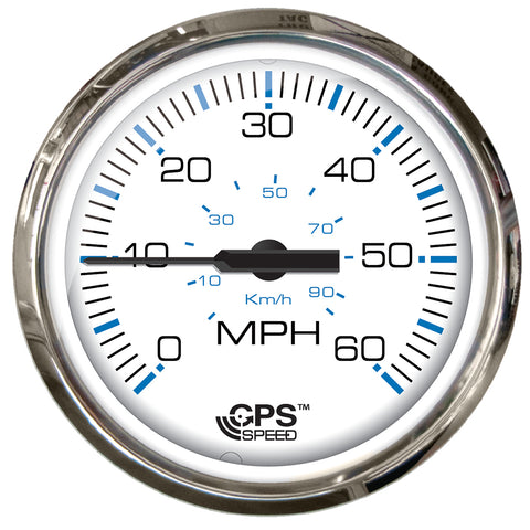 Faria Chesapeake White SS 4" Studded Speedometer - 60MPH (GPS) [33839]