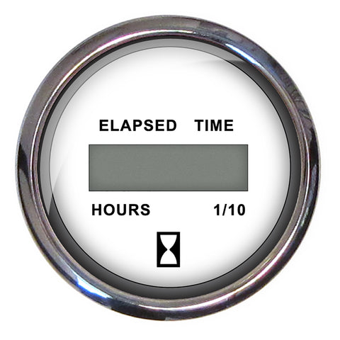 Faria Chesapeake White SS 2" Digital Hourmeter - (10,000 Hours) [13815]