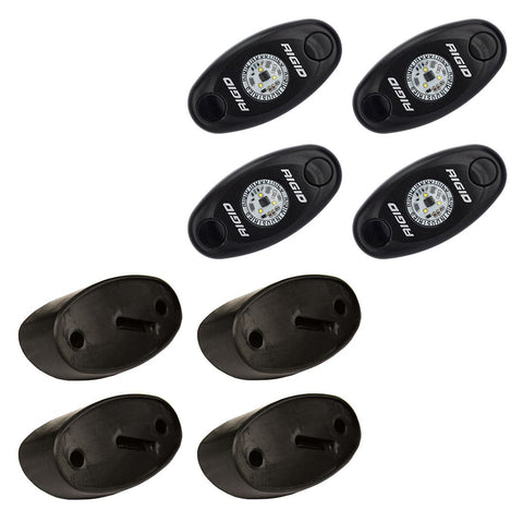 RIGID Industries A-Series Rock Light Kit - 4 Cool White Lights - Black [400203]