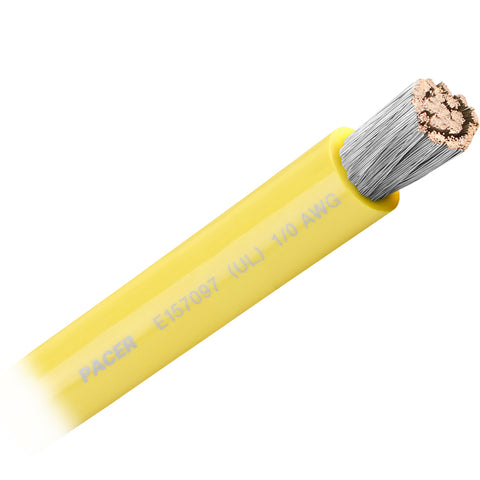 Pacer Yellow 1/0 AWG Battery Cable - Sold By The Foot [WUL1/0YL-FT]
