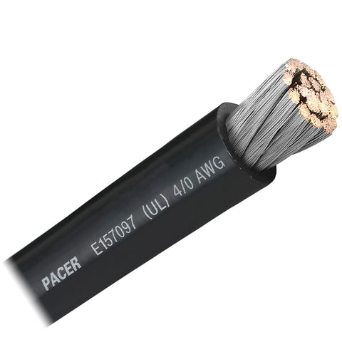 Pacer Black 4/0 AWG Battery Cable - Sold By The Foot [WUL4/0BK-FT]