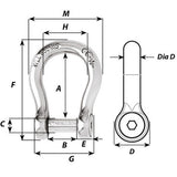 Wichard Self-Locking Allen Head Pin Bow Shackle - 6mm Diameter - 1/4" [1343W]